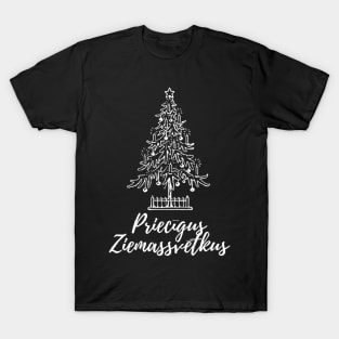 Priecīgus ziemassvētkus latviski latviešu valoda T-Shirt